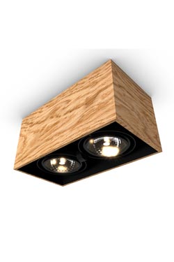 Mini spot 2 lights in oak 22x12cm. Trilum. 