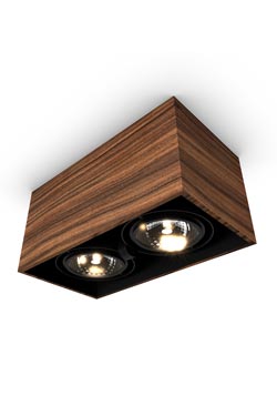 Mini spot 2 lights in rosewood 22x12cm. Trilum. 