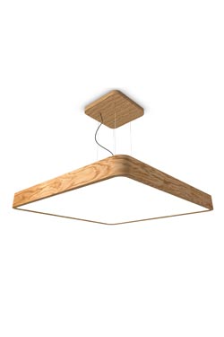 WoodLED 120cm square oak pendant. Trilum. 