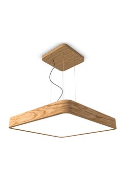 WoodLED 90cm square oak pendant. Trilum. 