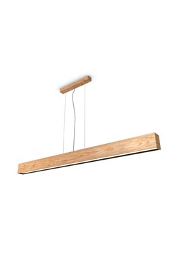 WoodLED Linus rectangular oak pendant 160cm. Trilum. 