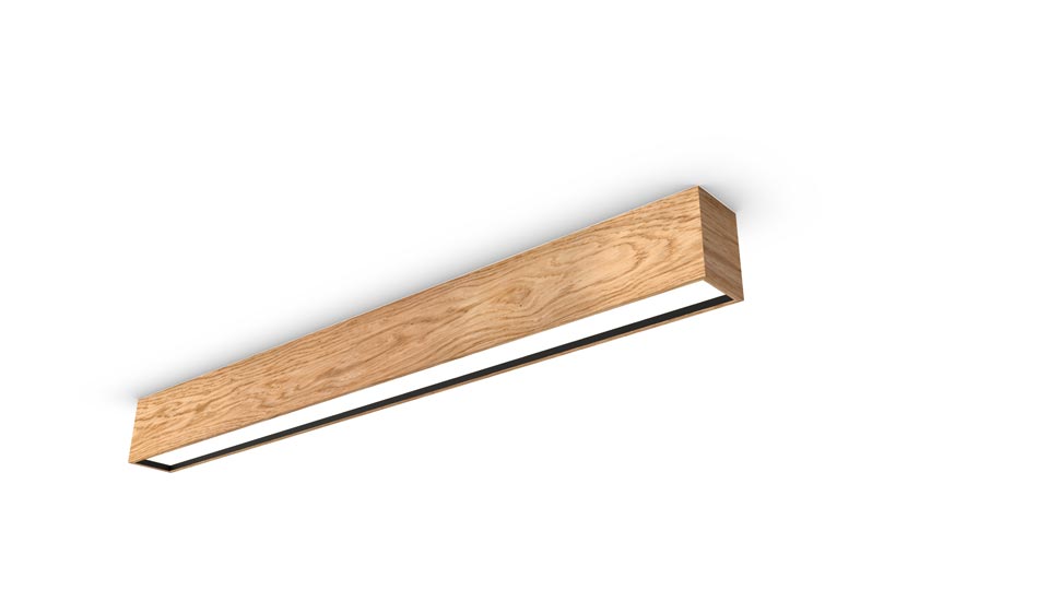 Plafonnier LED rectangle à bordure arrondie en bois