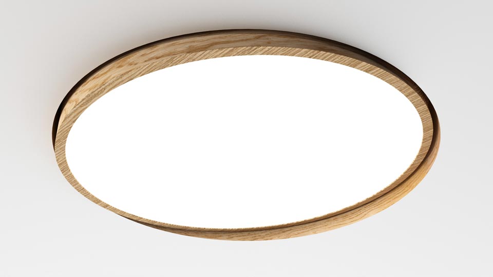 WoodLED plafonnier rond encastré 60cm, Trilum