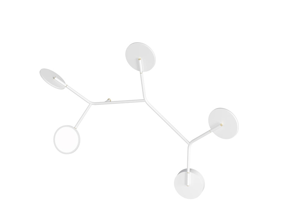 Ballon Wall5 applique structure minimaliste en acier blanc. TUNTO. 