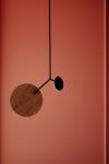 Balloon pendant lamp in hazel wood and black steel 68cm. TUNTO. 