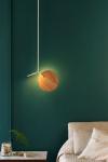 Balloon pendant lamp in oak and white steel 68cm. TUNTO. 