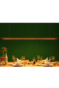 Led40 linear pendant lamp in oak 160cm. TUNTO. 