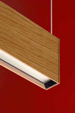 LED120 oak linear pendant lamp double LED light 74cm. TUNTO. 