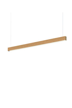 Square linear pendant lamp in oak 104cm. TUNTO. 