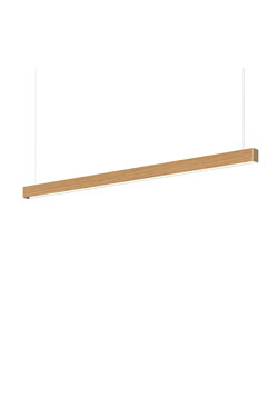 Square linear pendant lamp in oak 104cm. TUNTO. 