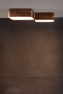 Small rectangle wall lamp in walnut Cube. TUNTO. 