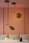 Balloon pendant lamp in hazel wood and black steel 68cm. TUNTO. 