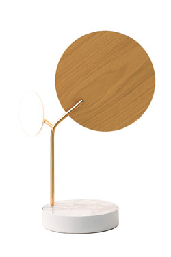 Ballon table lamp oak and white steel. TUNTO. 