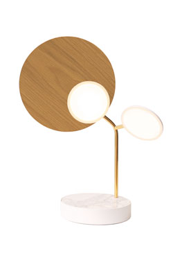 Ballon table lamp oak and white steel. TUNTO. 