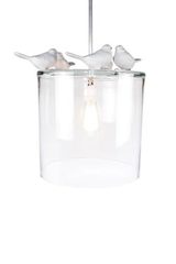 Autumn pendant lamp, white porcelain and pewter birds. Vanessa Mitrani. Autumn pendant lamp, white porcelain and pewter birds. Vanessa Mitrani.
