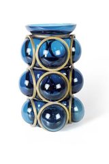 Vase haut Circle en verre soufflé bleu canard. Vanessa Mitrani. 