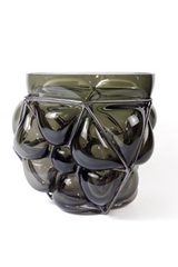 Large Flower Vase in Smoked Glass, Geometric Metal Shapes. Vanessa Mitrani. Large Flower Vase in Smoked Glass, Geometric Metal Shapes. Vanessa Mitrani.