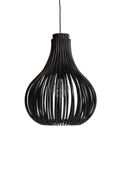 Bulb suspension en rotin noir forme ampoule. Vincent Sheppard. 