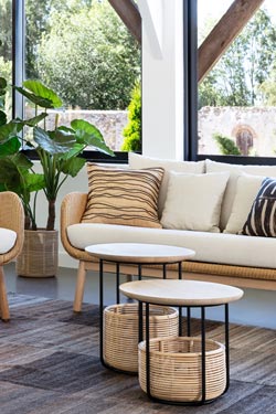 Vivi Table And Basket In Black Metal And Large Rattan Vincent Sheppard Contemporary Design Lighting Ref