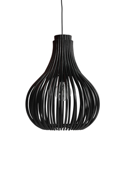 Bulb pendant lamp in black rattan bulb shape. Vincent Sheppard. 