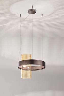 Armonia suspension cylindre noir et cuivre<br/>. Vistosi. 