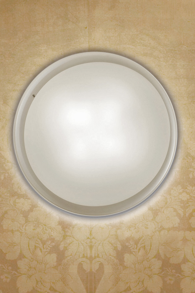 Pod ceiling lamp or wall light Murano glass disc clear and frosted white 43cm. Vistosi. 
