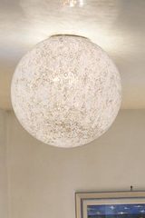 Sphere ceiling lamp in blown white glass murrine Rina PL35. Vistosi. Sphere ceiling lamp in blown white glass murrine Rina PL35. Vistosi.