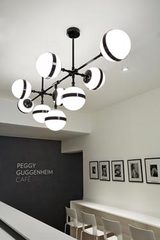 Large shinny black and white opal glass Chandelier Peggy . Vistosi. 