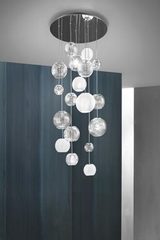 Waterfall chandelier 9 lights , striated glass balls Oto. Vistosi. Waterfall chandelier 9 lights , striated glass balls Oto. Vistosi.