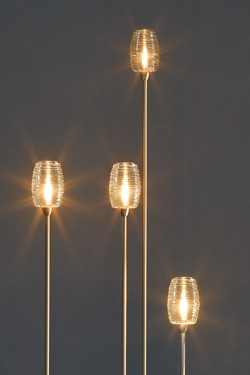 Amber Murano glass floor lamp with a Bozzolo glass and nickel plated metal foot Damasco collection 112cm. Vistosi. 