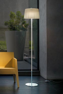 Floor lamp reading lamp in Murano glass metallic and amber double aspect Cloth. Vistosi. 