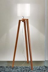 Tripod floor lamp in walnut wood and Murano glass lampshade Trepai- white glassware . Vistosi. Tripod floor lamp in walnut wood and Murano glass lampshade Trepai- white glassware . Vistosi.