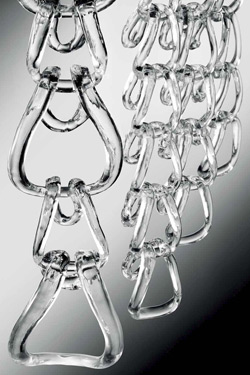 Giogali pendant in clear blown glass links. Vistosi. 