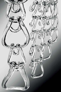 Giogali SP 60 round pendant white handmade glass hooks. Vistosi. 