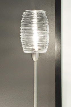 Amber Murano glass floor lamp with a Bozzolo glass and nickel plated metal foot Damasco collection 112cm. Vistosi. 