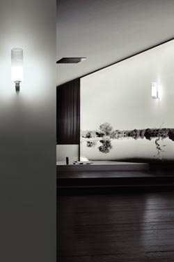 Murano glass wall lamp clear and white in cylinder - Lio Collection. Vistosi. 