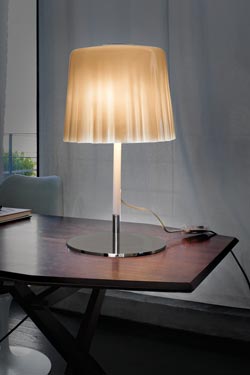 Murano glass lamp with metallic and amber double aspect Cloth. Vistosi. 