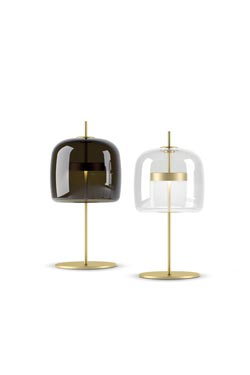 Jube small smoked glass table lamp and LED lighting. Vistosi. 