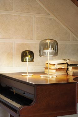 Jube small smoked glass table lamp and LED lighting. Vistosi. 