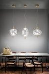 Riflesso pendant glass and satin gold, LED lighting. Vistosi. 