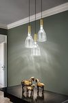Suspension Scintilla verre et laiton brillant et éclairage LED. Vistosi. 