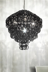 Giogali SP 80 A round pendant in black handmade glass hooks. Vistosi. Giogali SP 80 A round pendant in black handmade glass hooks. Vistosi.