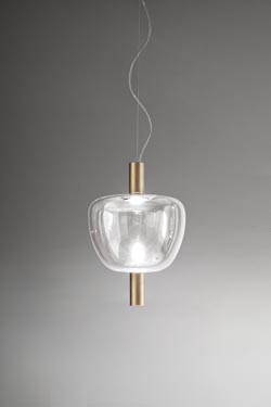Riflesso pendant glass and satin gold, LED lighting. Vistosi. 