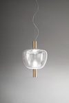 Reflex pendant glass and satin gold, LED lighting. Vistosi. 