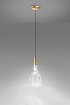 Scintilla pendant lamp glass and bright brass and LED lighting. Vistosi. 