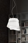 Pendant with 2 white opale glass shade pendant Aria. Vistosi. 