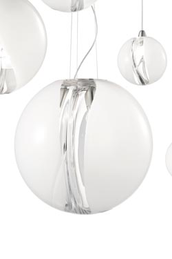 Poc suspension en verre de Murano soufflé bouche diamètre 16cm. Vistosi. 