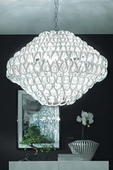 Suspension Giogali SP 80 ronde maille de verre blanc. Vistosi. Suspension Giogali SP 80 ronde maille de verre blanc. Vistosi.