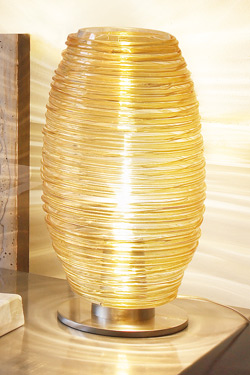 Large amber Murano glass lamp collection Damasco in a Bozzolo - clear glass version. Vistosi. 
