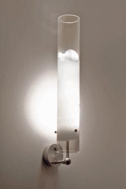 Murano glass wall lamp clear and white in cylinder - Lio Collection. Vistosi. 